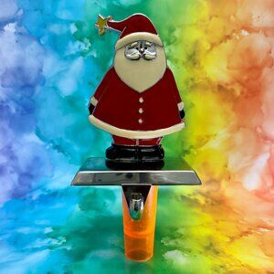 Vintage Santa Claus Stocking Holder – Metal – Red & Beige 6” x 4” Festive